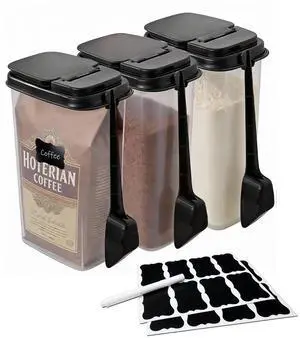 3-Pack Coffee Storage Containers with Scoop Fit 12 oz Bags, Bag-in Design for Whole Beans & Ground Coffee Translucent Stackable Canisters for Coffee, Tea, Sugar, Flour, Cereal 51 oz 3-Pack Coffee Storage Containers with Scoop Fit 12 oz Bags, Bag-in Design for Whole Beans & Ground Coffee Translucent Stackable Canisters for Coffee, Tea, Sugar, Flour, Cereal 51 oz