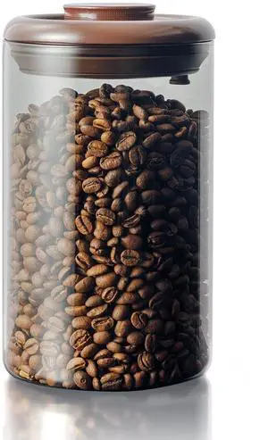 Airtight Coffee Canister, 13oz Brown Glass Jar with Pop-Top Lid Airtight Coffee Canister, 13oz Brown Glass Jar with Pop-Top Lid