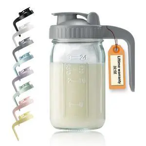 32oz Glass Pitcher with Lid & V-shaped Pour Spout - 1 Quart Breastmilk Pitcher Double Leak Proof, Creamer Container for Sun Tea, Juice, Cold Brew Coffee, Breastmilk Storage Container 32oz Glass Pitcher with Lid & V-shaped Pour Spout - 1 Quart Breastmilk Pitcher Double Leak Proof, Creamer Container for Sun Tea, Juice, Cold Brew Coffee, Breastmilk Storage Container