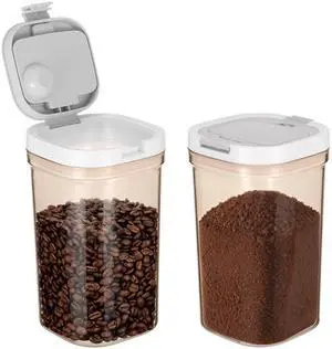 2 Pcs Airtight Coffee Canister, 60oz Large Coffee Storage Container with Scoop, Food Storage for Coffee, Tea, Beans, Sugar, Flour, Cereal and More (1.8 Liters) 2 Pcs Airtight Coffee Canister, 60oz Large Coffee Storage Container with Scoop, Food Storage for Coffee, Tea, Beans, Sugar, Flour, Cereal and More (1.8 Liters)
