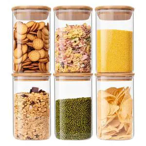 Glass Food Storage Jars 37 oz Set of 6,Glass Storage Containers Clear Glass Food Canister with Bamboo Lid Airtight For Serving Tea, Coffee, Flour, Sugar, Candy, Cookie, Spice and More (Square) Glass Food Storage Jars 37 oz Set of 6,Glass Storage Containers Clear Glass Food Canister with Bamboo Lid Airtight For Serving Tea, Coffee, Flour, Sugar, Candy, Cookie, Spice and More (Square)