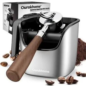 Espresso Knock Box with Lid, Compact Coffee Grounds Container for Home Coffee Bar, Removable Knock Bar, 304 Stainless Steel Exterior, Non-Slip Base & Handle, Easy Clean Espresso Knock Box with Lid, Compact Coffee Grounds Container for Home Coffee Bar, Removable Knock Bar, 304 Stainless Steel Exterior, Non-Slip Base & Handle, Easy Clean