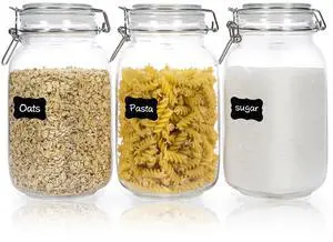 50oz Airtight Glass Jars with Lids, 3 PCS Food Storage Canister for Kitchen & Pantry Organization, Square Mason Jar Containers for Storing Sugar, Flour, Cereal,Coffee,Cookies 50oz Airtight Glass Jars with Lids, 3 PCS Food Storage Canister for Kitchen & Pantry Organization, Square Mason Jar Containers for Storing Sugar, Flour, Cereal,Coffee,Cookies