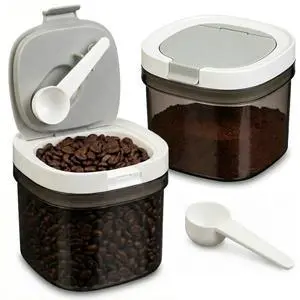 2 Pack Airtight Coffee Canister with Scoop, 27 Fl.Oz Coffee Storage Container for Ground Coffee, Beans, Tea, Sugar, Flour, Cereal, BPA-Free Storage Container (2 x Small) 2 Pack Airtight Coffee Canister with Scoop, 27 Fl.Oz Coffee Storage Container for Ground Coffee, Beans, Tea, Sugar, Flour, Cereal, BPA-Free Storage Container (2 x Small)