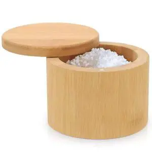 Salt Cellar, Bamboo Salt Container with Lid, Solid Salt Box Holder with 360° Swivel Lid for Countertop to Store Pepper Spice, Elegant Flaky Salt Containers Bowl on Your Kitchen, 6OZ Salt Cellar, Bamboo Salt Container with Lid, Solid Salt Box Holder with 360° Swivel Lid for Countertop to Store Pepper Spice, Elegant Flaky Salt Containers Bowl on Your Kitchen, 6OZ