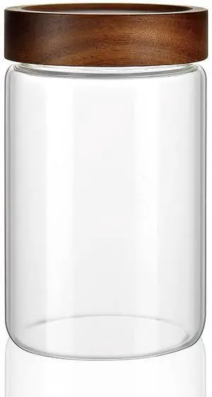 28 fl oz/850 ml Clear Glass Storage Canister with Airtight Wooden Screw Lid, Medium Cute Decorative Glass Container Jar for Coffee,Candy,Salt,Cookie,Condiment,Pepper,Sugar,Overnight Oatmeal 28 fl oz/850 ml Clear Glass Storage Canister with Airtight Wooden Screw Lid, Medium Cute Decorative Glass Container Jar for Coffee,Candy,Salt,Cookie,Condiment,Pepper,Sugar,Overnight Oatmeal