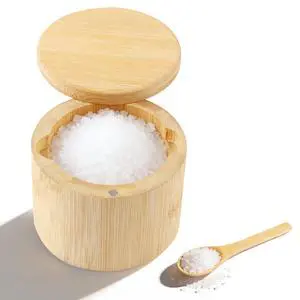 Bamboo Salt Cellar, 360° Magnetic Swivel Lid Salt Container with Built-in Spoon for Storing Table Salt, Pepper, Sugar, Sea Salt, Spices, and Herbs Bamboo Salt Cellar, 360° Magnetic Swivel Lid Salt Container with Built-in Spoon for Storing Table Salt, Pepper, Sugar, Sea Salt, Spices, and Herbs