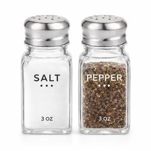 Salt Shaker and Pepper Shaker Set of 2, Refillable Glass Spice Shakers with Holes and Lids, Stainless Steel Spice Dispenser, Modern Kitchen Decor Seasoning Containers for Dining Table (3oz) Salt Shaker and Pepper Shaker Set of 2, Refillable Glass Spice Shakers with Holes and Lids, Stainless Steel Spice Dispenser, Modern Kitchen Decor Seasoning Containers for Dining Table (3oz)