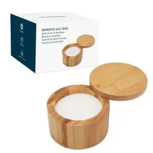 Bamboo Salt Cellar Bowl BoxElegant Kitchen Container Holder with Swivel Magnetic Lid to Store Pepper Spice Bath or Favorite Seasonings, 6oz Bamboo Salt Cellar Bowl BoxElegant Kitchen Container Holder with Swivel Magnetic Lid to Store Pepper Spice Bath or Favorite Seasonings, 6oz