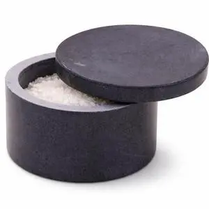 Round Marble Salt Box With Lid, 3.5" x 2" Round Marble Salt Box With Lid, 3.5" x 2"