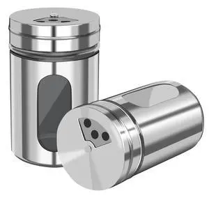 Salt and Pepper Shakers, Stainless Steel and Glass, Adjustable, 2 Pack Salt and Pepper Shakers, Stainless Steel and Glass, Adjustable, 2 Pack