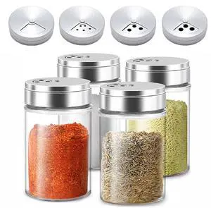 4pcs Salt and Pepper Shakers Set, Salt Shaker and Pepper Shaker with Adjustable Pour Holes, Pepper and Salt Container with Stainless Steel Lid,Glass Salt and Pepper Shakers,Spice Shaker for Kitchen 4pcs Salt and Pepper Shakers Set, Salt Shaker and Pepper Shaker with Adjustable Pour Holes, Pepper and Salt Container with Stainless Steel Lid,Glass Salt and Pepper Shakers,Spice Shaker for Kitchen