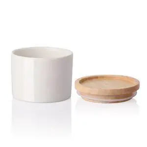 Kitchen Canisters Ceramic Food Storage Jar, Stackable Containers with Airtight Seal Wooden Lid for Serving Ground Coffee, Tea, Sugar, Spice and More - 5 Fl Oz(White) Kitchen Canisters Ceramic Food Storage Jar, Stackable Containers with Airtight Seal Wooden Lid for Serving Ground Coffee, Tea, Sugar, Spice and More - 5 Fl Oz(White)