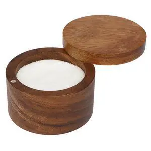 Acacia Wood Salt Cellar Bowl Box, Elegant Salt Container with Swivel Magnetic Lid for Keeping Table Salt, Bath Salt, Sea Salt, Peppers, Herbs or seasonings, One piece Wood No Glue Acacia Wood Salt Cellar Bowl Box, Elegant Salt Container with Swivel Magnetic Lid for Keeping Table Salt, Bath Salt, Sea Salt, Peppers, Herbs or seasonings, One piece Wood No Glue