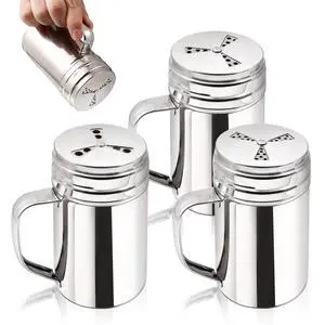 3Pcs Large Salt and Pepper Shakers with Handle, Kitchen Stainless Steel Salt Shaker Seasoning Bottle Container Dry Rub Spice Dispenser with Lid Holes for Salt/Pepper/Cinnamon/Powder 3Pcs Large Salt and Pepper Shakers with Handle, Kitchen Stainless Steel Salt Shaker Seasoning Bottle Container Dry Rub Spice Dispenser with Lid Holes for Salt/Pepper/Cinnamon/Powder