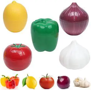 5 Pcs Vegetable Keeper for Refrigerator, Tomato Onion Storage Container, Garlic Pepper Lemon Fridge Saver Holder, Fruit Food Kitchen Box with Lid, Reusable Veggie Lime Fresh Organizer BPA Free 5 Pcs Vegetable Keeper for Refrigerator, Tomato Onion Storage Container, Garlic Pepper Lemon Fridge Saver Holder, Fruit Food Kitchen Box with Lid, Reusable Veggie Lime Fresh Organizer BPA Free