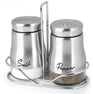 Salt and Pepper Shakers Set with Holder, 5 Ounce Salt and Pepper Shaker with Glass Bottom, Modern Salt Pepper Containers Dispenser for Home Kitchen Cooking Restaurants Salt and Pepper Shakers Set with Holder, 5 Ounce Salt and Pepper Shaker with Glass Bottom, Modern Salt Pepper Containers Dispenser for Home Kitchen Cooking Restaurants