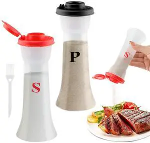 Set of 2 Salt and Pepper Shakers with Lids, Large Hourglass Moistur-e Proof Salts Shaker Pepper Food Containers for Cooking Kitchen Baking Salt Candy, Red & Black(Black+Red) Set of 2 Salt and Pepper Shakers with Lids, Large Hourglass Moistur-e Proof Salts Shaker Pepper Food Containers for Cooking Kitchen Baking Salt Candy, Red & Black(Black+Red)