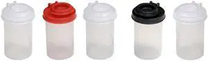 Salt and Pepper Shakers Moisture Proof Set, Perfect to go Camping Picnic Outdoors Kitchen Lunch Boxes Travel Spice Set Clear with Black Lids Plastic Airtight Jar Dispenser 5 small Salt and Pepper Shakers Moisture Proof Set, Perfect to go Camping Picnic Outdoors Kitchen Lunch Boxes Travel Spice Set Clear with Black Lids Plastic Airtight Jar Dispenser 5 small