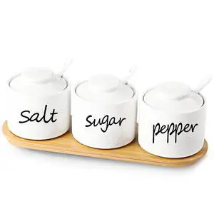 Sugar Pepper and Salt Bowls with Lid and Spoon (White) Sugar Pepper and Salt Bowls with Lid and Spoon (White)