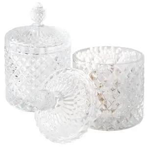 2 Pack Qtip Holder Thick Glass Apothecary Jars with Lid for Bathroom Decor Storage Organizer for Cotton Swabs, Balls, Pads, Floss Picks, Candy, Jewelry, Clear 2 Pack Qtip Holder Thick Glass Apothecary Jars with Lid for Bathroom Decor Storage Organizer for Cotton Swabs, Balls, Pads, Floss Picks, Candy, Jewelry, Clear