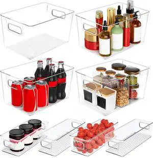 Clear Plastic Storage Bins 8 Pack - Pantry Organizers and Storage, Fridge Organizer Containers for Kitchen, Cabinet, Freezer, Bathroom, Clost, Home Organization Clear Plastic Storage Bins 8 Pack - Pantry Organizers and Storage, Fridge Organizer Containers for Kitchen, Cabinet, Freezer, Bathroom, Clost, Home Organization
