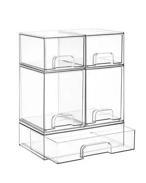 Stackable Storage Drawers Set of 5, Clear Plastic Organizer Bins for Baby Bottle, Beauty Supplies Storage, Ideal for Kichen Countertop, Vanity, Bathroom, Cabinet, Pantry Organization Stackable Storage Drawers Set of 5, Clear Plastic Organizer Bins for Baby Bottle, Beauty Supplies Storage, Ideal for Kichen Countertop, Vanity, Bathroom, Cabinet, Pantry Organization