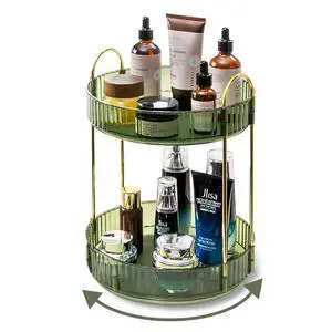 360 Rotating Makeup Organizer for Vanity,2 Tier Large Capacity Skincare Organizers,Bathroom Counter Organizer, Spinning Perfume Organizer & Vanity Organizer (Green-2 Tier) 360 Rotating Makeup Organizer for Vanity,2 Tier Large Capacity Skincare Organizers,Bathroom Counter Organizer, Spinning Perfume Organizer & Vanity Organizer (Green-2 Tier)