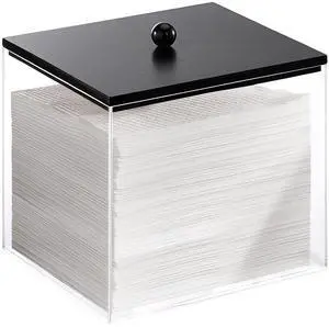 Acrylic Disposable Facial Towels Holder, Clear Storage Bin with Wood Lid Compatible with Clean Skin Club Towel (NOT Included), Face Towelettes Container for Bathroom Counter -Black Acrylic Disposable Facial Towels Holder, Clear Storage Bin with Wood Lid Compatible with Clean Skin Club Towel (NOT Included), Face Towelettes Container for Bathroom Counter -Black