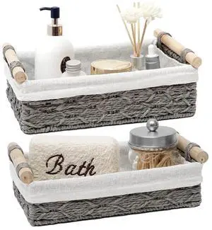 Storage Basket Wicker Baskets for Organizing Storage Bins for Counter Toilet Paper Storage Basket for Toilet Tank Top (Set of 2,Grey) Storage Basket Wicker Baskets for Organizing Storage Bins for Counter Toilet Paper Storage Basket for Toilet Tank Top (Set of 2,Grey)