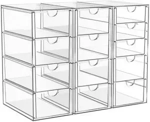 Acrylic Makeup Organizer with 13 Drawers, Bathroom Counter Organizer, Acrylic Organizers, Desk Organizer, Office Supplies, Storage Drawers for Cosmetic, Pencil, Coffee, etc 3 Pack Acrylic Makeup Organizer with 13 Drawers, Bathroom Counter Organizer, Acrylic Organizers, Desk Organizer, Office Supplies, Storage Drawers for Cosmetic, Pencil, Coffee, etc 3 Pack