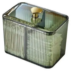 Qtips Holder Bathroom Container,3-Section Cotton Ball/Swabs Dispenser,3 Grids Apothecary Jar Organizer, Cosmetics Storage for Vanity Qtips Holder Bathroom Container,3-Section Cotton Ball/Swabs Dispenser,3 Grids Apothecary Jar Organizer, Cosmetics Storage for Vanity