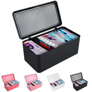 Pad and Tampon Organizer for Bathroom,Sanitary Napkin Holder, Pad and Tampon Organizer for Period, Sanitary Napkin Storage Container, Black Pad and Tampon Organizer for Bathroom,Sanitary Napkin Holder, Pad and Tampon Organizer for Period, Sanitary Napkin Storage Container, Black