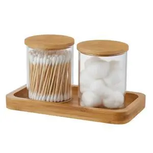 Glass Qtip Holder with Vanity Tray, Apothecary Jars Bathroom Accessories Bathroom Canisters Organizer Countertop Q Tip Holder for Cotton Ball Round Swab Pad Hair Ties Floss Perfume Jewelry Glass Qtip Holder with Vanity Tray, Apothecary Jars Bathroom Accessories Bathroom Canisters Organizer Countertop Q Tip Holder for Cotton Ball Round Swab Pad Hair Ties Floss Perfume Jewelry