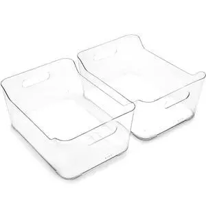 | Plastic Storage Bins, Large - 2 Pack, Clear | THE SOHO COLLECTION | Pantry Organizers and Storage Containers | Fridge Organizer Bins | Kitchen Cabinet Organizer | Medicine Cabinet Bin | Plastic Storage Bins, Large - 2 Pack, Clear | THE SOHO COLLECTION | Pantry Organizers and Storage Containers | Fridge Organizer Bins | Kitchen Cabinet Organizer | Medicine Cabinet Bin