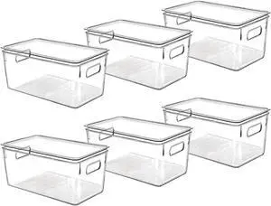 Clear Plastic Storage Bins with Lids, Perfect for Kitchen Organization or Pantry Organization and Storage, Stackable Fridge Organizer Bins, Storage Containers for Organizing, Cabinet Organizers Clear Plastic Storage Bins with Lids, Perfect for Kitchen Organization or Pantry Organization and Storage, Stackable Fridge Organizer Bins, Storage Containers for Organizing, Cabinet Organizers