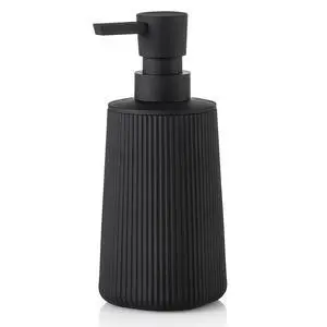 Small Soap Dispenser for Bathroom and Kitchen, Modern Farmhouse Striped Style Plastic Hand Soap Dish Soap Dispenser with Pump Matte Black Small Soap Dispenser for Bathroom and Kitchen, Modern Farmhouse Striped Style Plastic Hand Soap Dish Soap Dispenser with Pump Matte Black