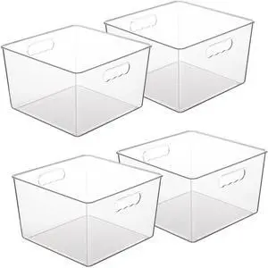 4 Pack Extra Large Clear Plastic Storage Bins,11x11 Cube Acrylic Organizer Square Containers with Handle for Pantry,Closet,LaundryRoom,Kitchen,Bathroom,UnderSink Organization 4 Pack Extra Large Clear Plastic Storage Bins,11x11 Cube Acrylic Organizer Square Containers with Handle for Pantry,Closet,LaundryRoom,Kitchen,Bathroom,UnderSink Organization