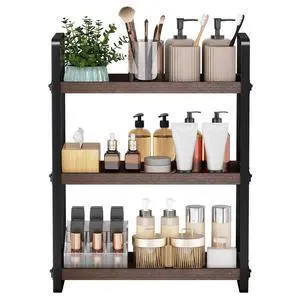 Bathroom Counter Organizer,Bathroom Countertop Organizer,Counter Shelf,Countertop Storage,Organization and Storage,Makeup Shelf,Sink Caddy(Brown 3 Tier) Bathroom Counter Organizer,Bathroom Countertop Organizer,Counter Shelf,Countertop Storage,Organization and Storage,Makeup Shelf,Sink Caddy(Brown 3 Tier)