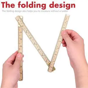 Heavy-Duty Wood Folding Rule, 6.5FT/2M Hardwood Carpenter Ruler with Brass Hinges | Anti-Warp Yard Stick with Inch & Metric Scales Heavy-Duty Wood Folding Rule, 6.5FT/2M Hardwood Carpenter Ruler with Brass Hinges | Anti-Warp Yard Stick with Inch & Metric Scales