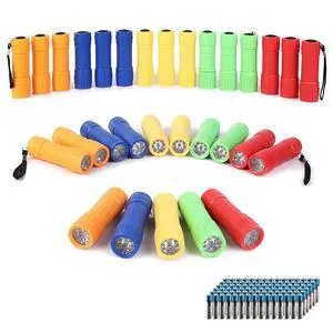 30-Pack Small Mini Flashlight Set, 5 Colors, 9-LED Handheld Flashlight with Lanyard,90-Pack AAA Battery Included for Kids/Night Reading/Party/Camping/Emergency/Hunting(30 Pack) 30-Pack Small Mini Flashlight Set, 5 Colors, 9-LED Handheld Flashlight with Lanyard,90-Pack AAA Battery Included for Kids/Night Reading/Party/Camping/Emergency/Hunting(30 Pack)