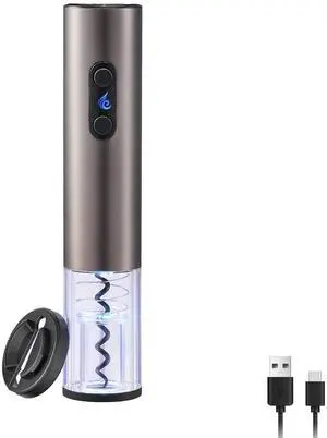Electric Wine Opener Rechargeable, Electric Wine Bottle Opener with Foil Cutter, Cordless Automatic Corkscrew with LED Light, Stainless Steel Wine Opener Gift Set for Wine Lovers, Black Electric Wine Opener Rechargeable, Electric Wine Bottle Opener with Foil Cutter, Cordless Automatic Corkscrew with LED Light, Stainless Steel Wine Opener Gift Set for Wine Lovers, Black