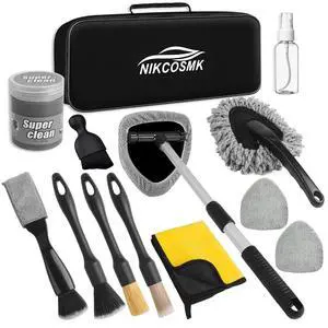 Windshield Cleaner Tool, 14Pcs Car Cleaning Kit - Car Interior Detailing Kit with Extendable Handle, Cleaning Gel & Microfiber Pads, All-in-One Inside Car Cleaning Supplies for Women Men Windshield Cleaner Tool, 14Pcs Car Cleaning Kit - Car Interior Detailing Kit with Extendable Handle, Cleaning Gel & Microfiber Pads, All-in-One Inside Car Cleaning Supplies for Women Men