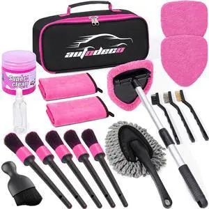 Windshield Cleaner Tool, 17Pcs Car Interior Detailing Kit, Detailing Brush, Towels, Duster, Car Cleaning Kit Interior for RVs, Truck, Trailer (Pink) Windshield Cleaner Tool, 17Pcs Car Interior Detailing Kit, Detailing Brush, Towels, Duster, Car Cleaning Kit Interior for RVs, Truck, Trailer (Pink)