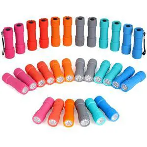 30-Pack, 9-LED Mini Flashlight Set, AAA Batteries are Included and Pre-Installed, Perfect for Gift, Class Teaching, Camping, Wedding Favor 30-Pack, 9-LED Mini Flashlight Set, AAA Batteries are Included and Pre-Installed, Perfect for Gift, Class Teaching, Camping, Wedding Favor