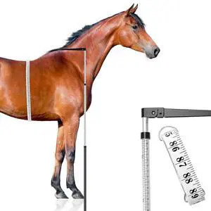 2 PCS Horse Height Measuring Kit - Foldable 91 Inch Tape & Lightweight Aluminum Stick (27.5-74.8 Inch), Accurately Measure Horse Height in Hands 2 PCS Horse Height Measuring Kit - Foldable 91 Inch Tape & Lightweight Aluminum Stick (27.5-74.8 Inch), Accurately Measure Horse Height in Hands