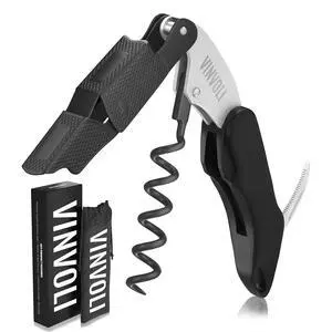Professional Waiters Corkscrew - Multi-Functional 3-in-1 Cork Screw Bottle Opener - Wine Key With Wine Foil Cutter Professional Waiters Corkscrew - Multi-Functional 3-in-1 Cork Screw Bottle Opener - Wine Key With Wine Foil Cutter