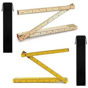 Folding Wooden Ruler 2 Pack, 6.6 FT, Foldable Yard Stick with US and Metric Folding Wooden Ruler 2 Pack, 6.6 FT, Foldable Yard Stick with US and Metric
