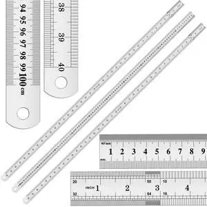 3 Pack 40 Inch Stainless Steel Rulers, Metal Rulers Imperial & Metric Graduations for Precision Measuring Meter Yard Stick for Construction Drafting Woodworking 3 Pack 40 Inch Stainless Steel Rulers, Metal Rulers Imperial & Metric Graduations for Precision Measuring Meter Yard Stick for Construction Drafting Woodworking