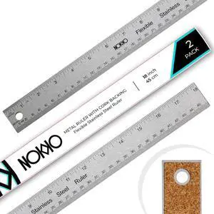 18 Inch Metal Ruler with Cork Backing, Pack of 2 - Stainless Steel Straight Edge Ruler with Inches and Centimeters, Non-Slip Cork Back for Precision Measurement and Stability 18 Inch Metal Ruler with Cork Backing, Pack of 2 - Stainless Steel Straight Edge Ruler with Inches and Centimeters, Non-Slip Cork Back for Precision Measurement and Stability